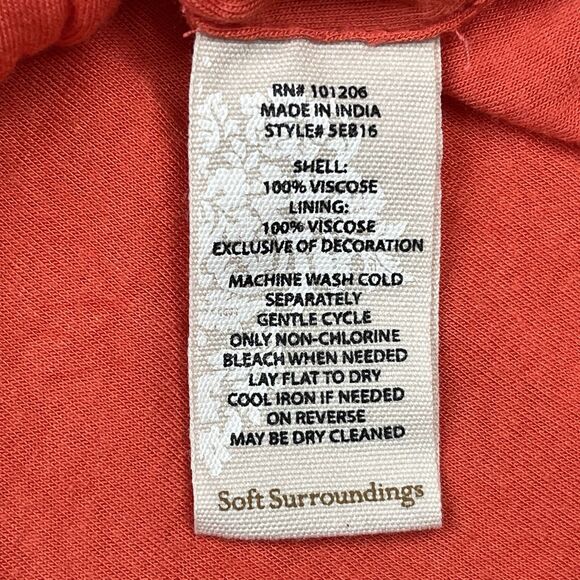 Soft Surroundings Blame Rio Embroidered Boho Top Womens 2X Coral Viscose - Picture 11 of 11